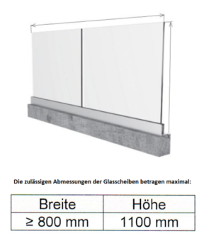 Aluminium Ganzglasgeländer L-Bodenprofil 2500mm 1,0kN ECO Glasgeländer Satin Elox